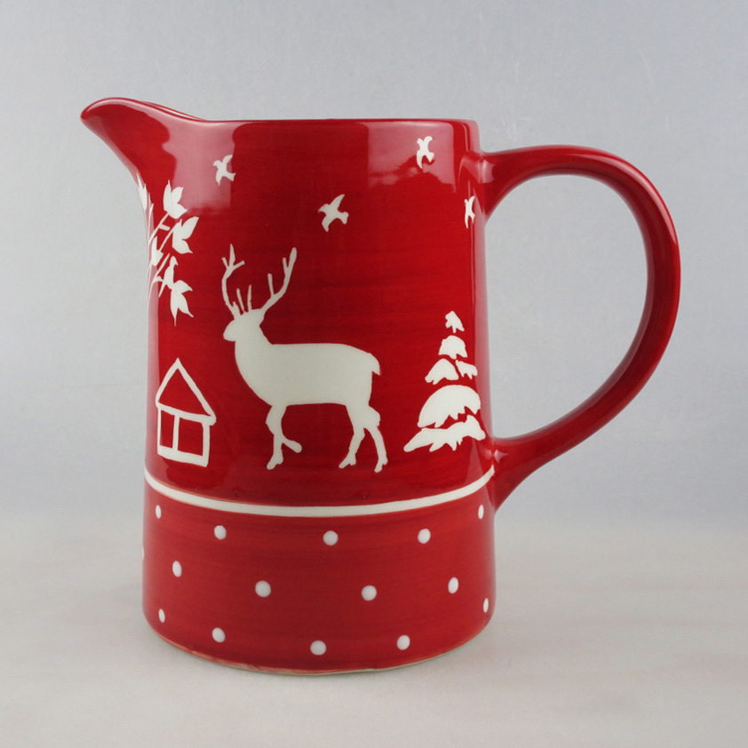 Wholesale Christmas Reindeer Ceramic Big Jug Pitcher Manufacturer