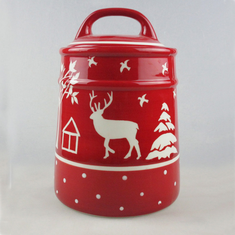 Wholesale Christmas Reindeer Ceramic Big Canister Factory