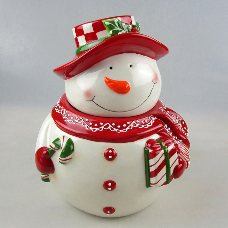 Wholesale Christmas Snow Man Ceramic Canister Factory