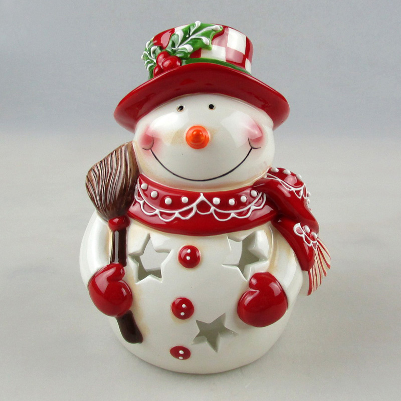 Find Christmas Snow Man Ceramic Candle Holder Factory