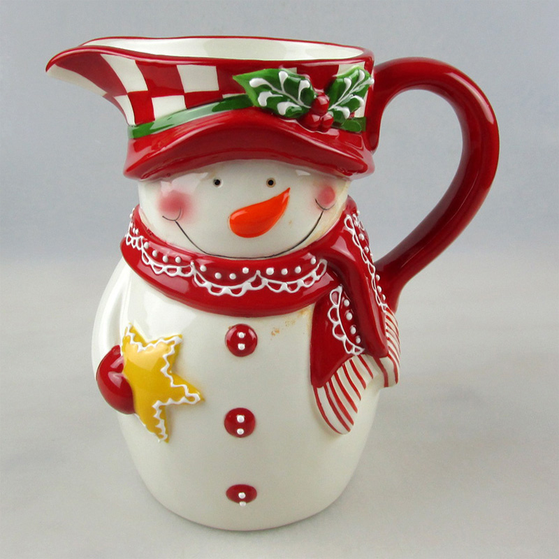 Wholesale Snow Man Ceramic Pitcher From Christmas Factory Supplier