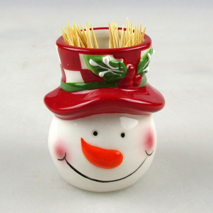 Wholesale Christmas Snow Man Ceramic Tooth Pick Manufacturer