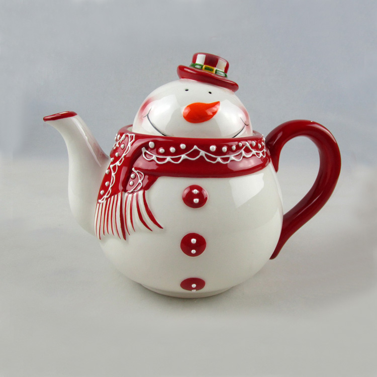 Wholesale Christmas Snow Man Ceramic Teapot Manufacturer