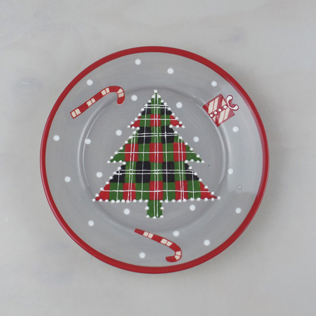 Wholesale Christmas Tree Ceramic 26cm Round Plate Supplier