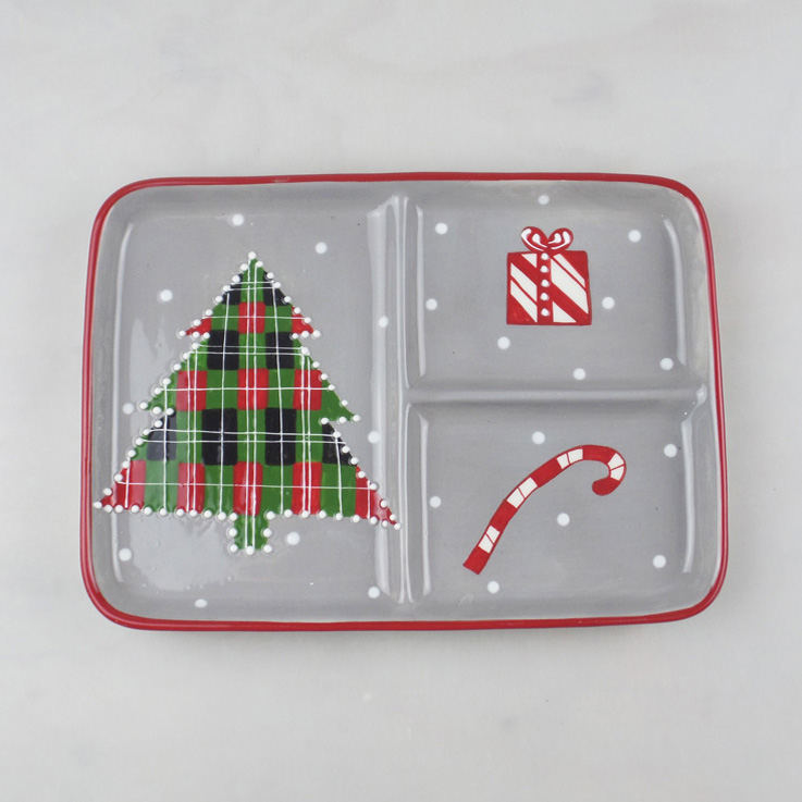 Wholesale Christmas Tree Ceramic 3 Section in Plate Supplier