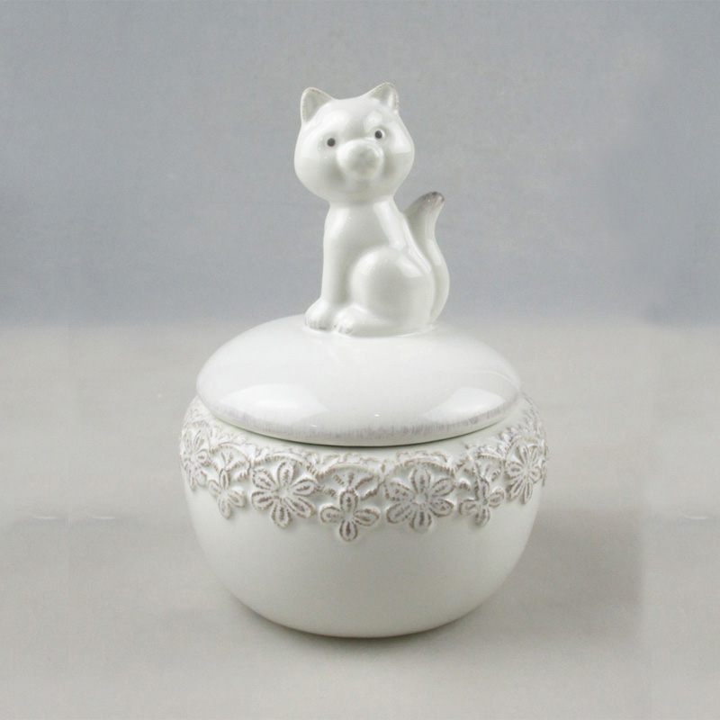 Wholesale Animal Cat Ceramic Jewelry Box Necklace Keepsake Manufacturer
