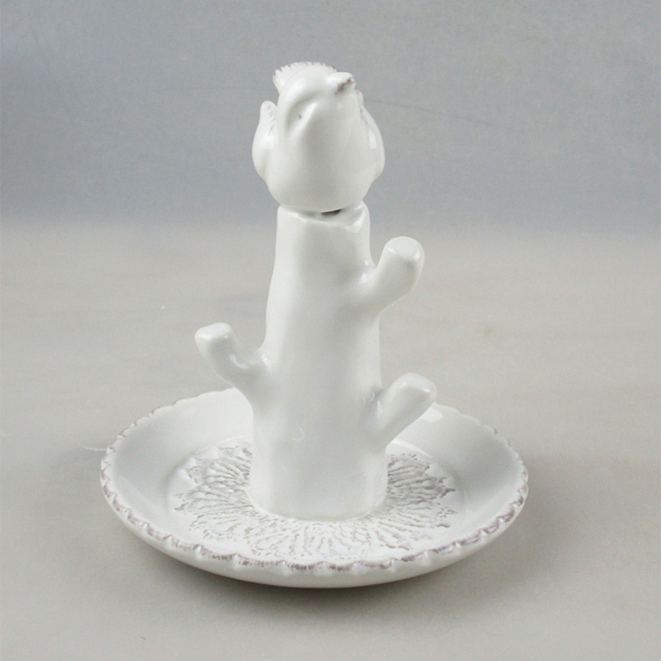 Wholesale Bird On Branch White Ceramic Trinket Holder Manufacturer