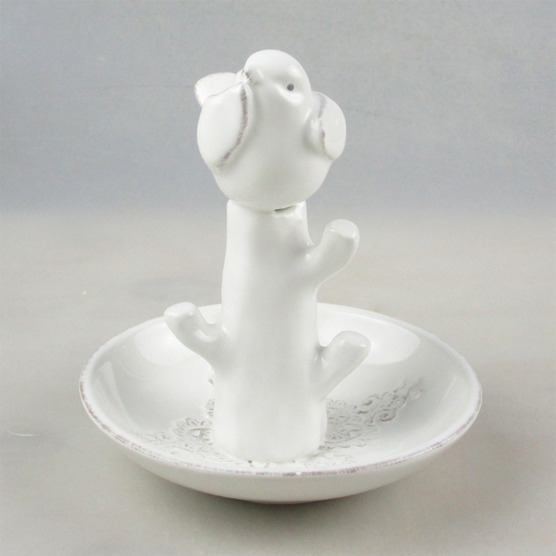 Wholesale Decorative Bird White Ceramic Trinket Holder Manufacturer