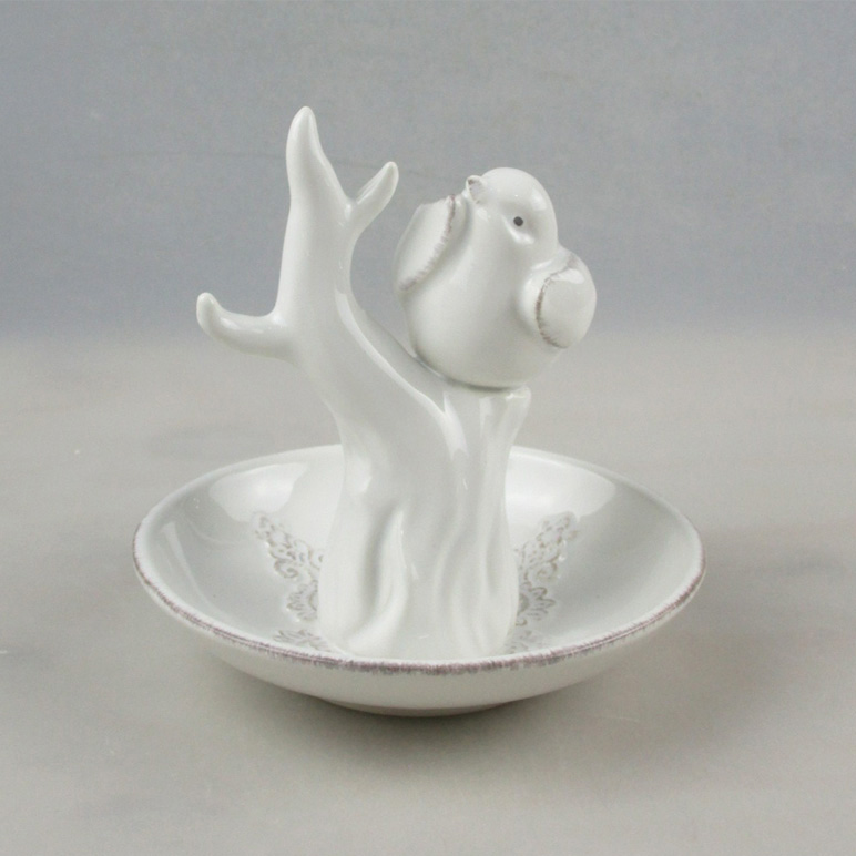Wholesale Decorative Bird White Ceramic Trinket Holder Supplier