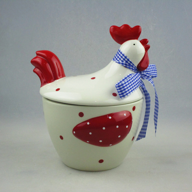 Wholesale Easter Hen Ceramic Canister With Color Ribbon Factory