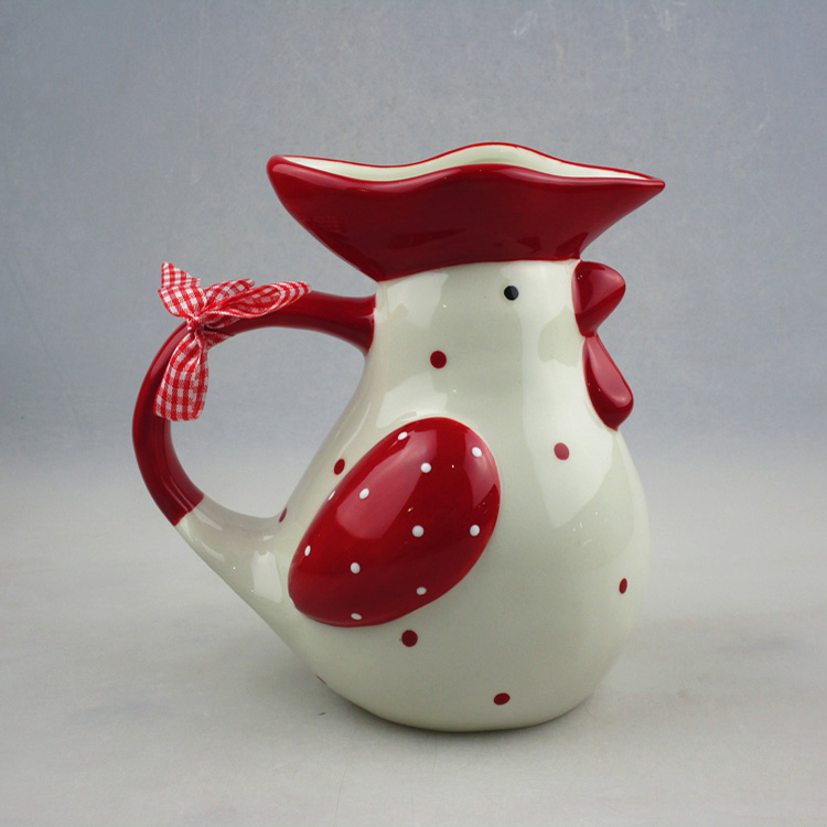 Wholesale Easter Hen Ceramic Pitcher With Color Ribbon Factory