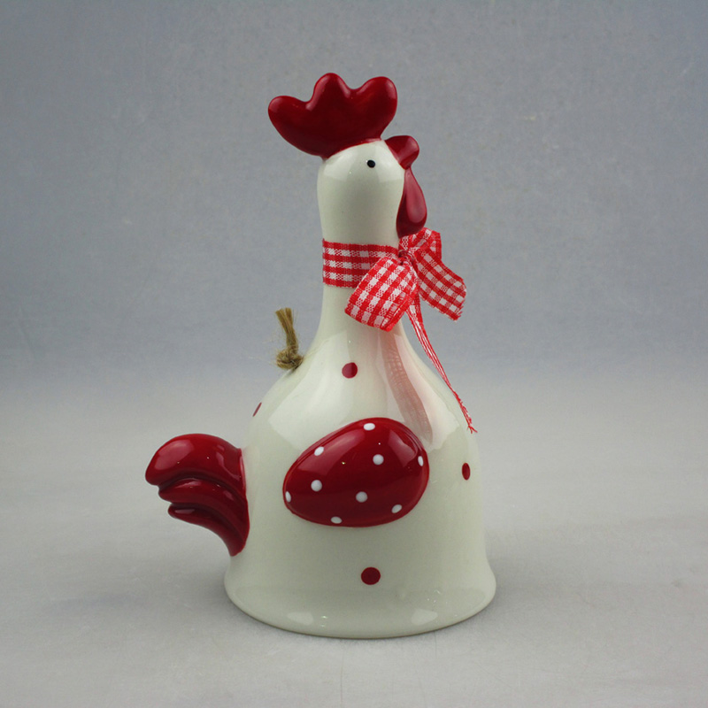 Wholesale Easter Hen Ceramic Table Bell With Color Ribbon