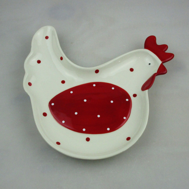 Wholesale Easter Hen Ceramic Dish Plate Relief With Dots