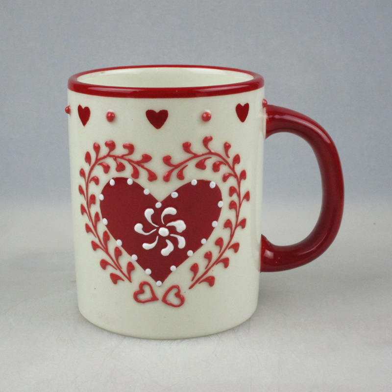 Wholesale Valentine Ceramic Heart Design Cappuccino Mug Factory