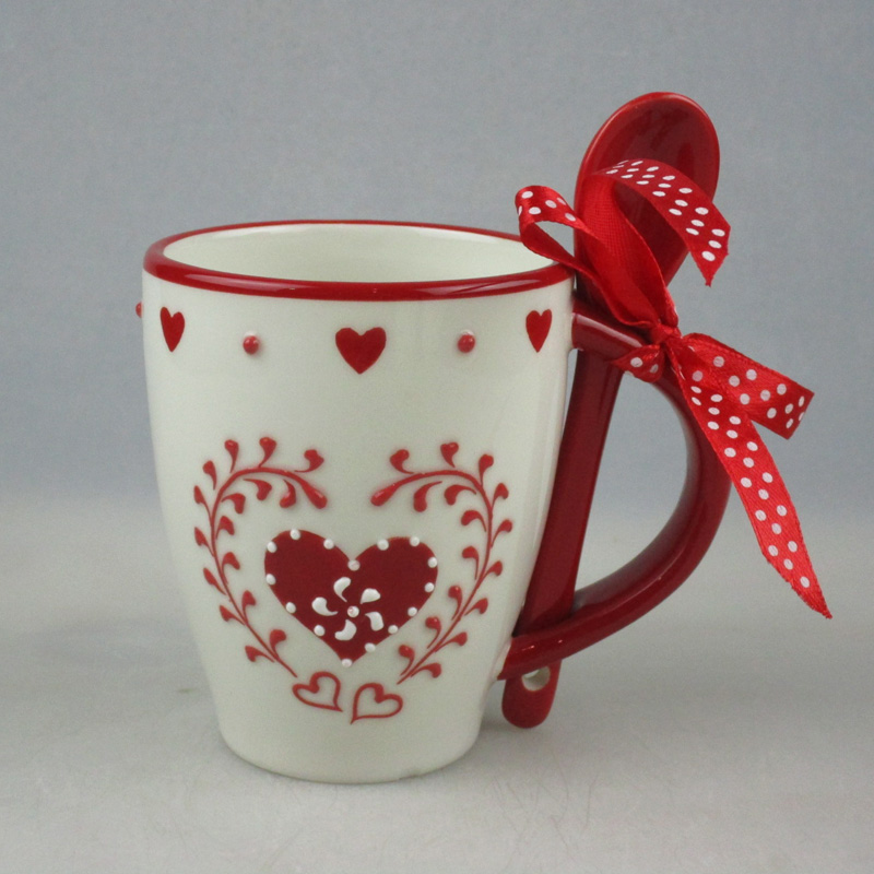 Wholesale Valentine Ceramic Espresso Mug With Spoon Factory
