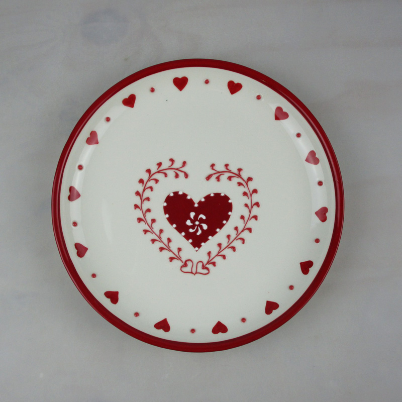 Wholesale Valentine Ceramic Heart Design Round Plate Factory