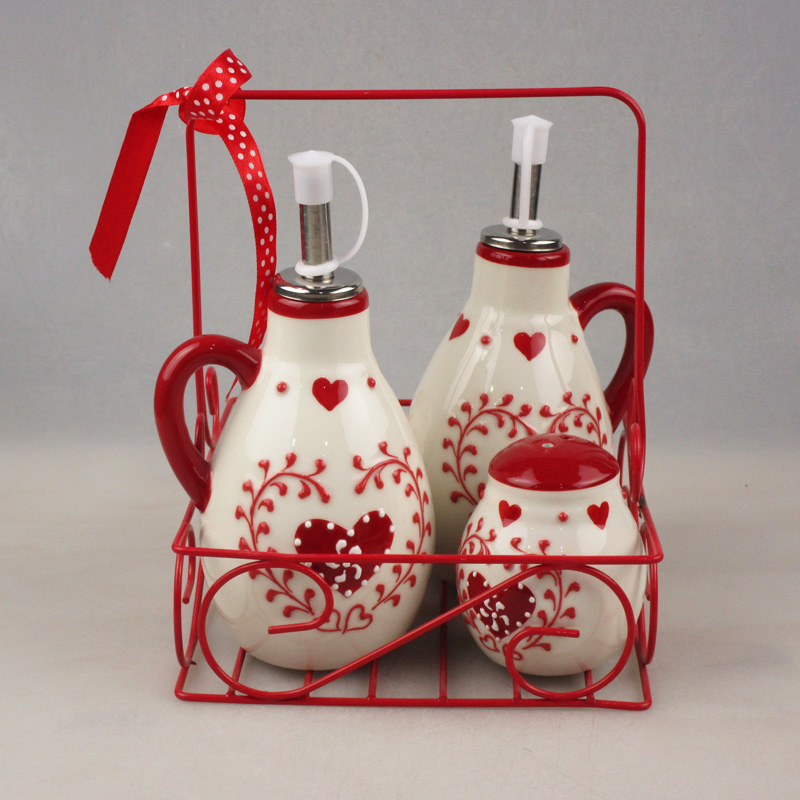 Wholesale Valentine Ceramic Set 4 Oil Bottle Salt N Pepper Factory