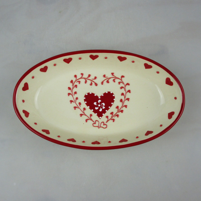 Wholesale Valentine Ceramic Heart Design Oval Plate Factory