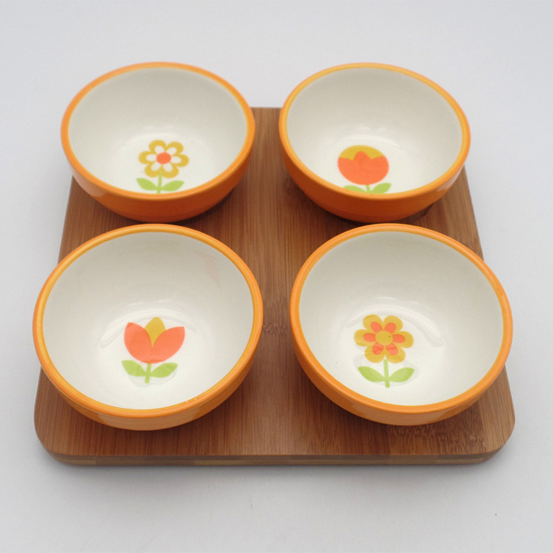 Wholesale Sunflower Decal S4 Bowl W Bamboo Ceramic Factory
