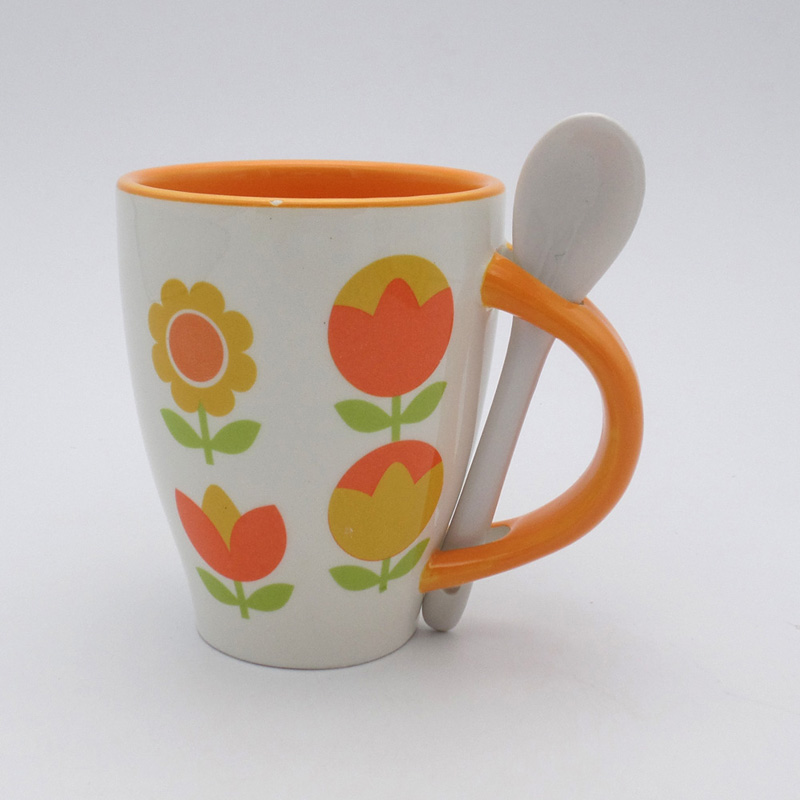 Wholesale Sunflower Decal Mug W Spoon Ceramic Factory