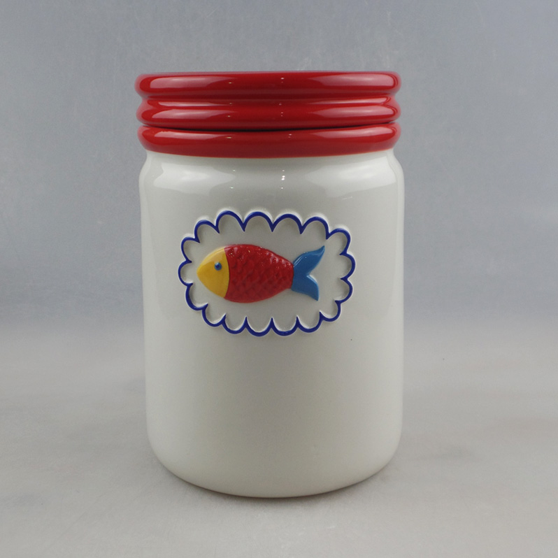 Wholesale Ocean Fish Design Ceramic Canister Jar Factory