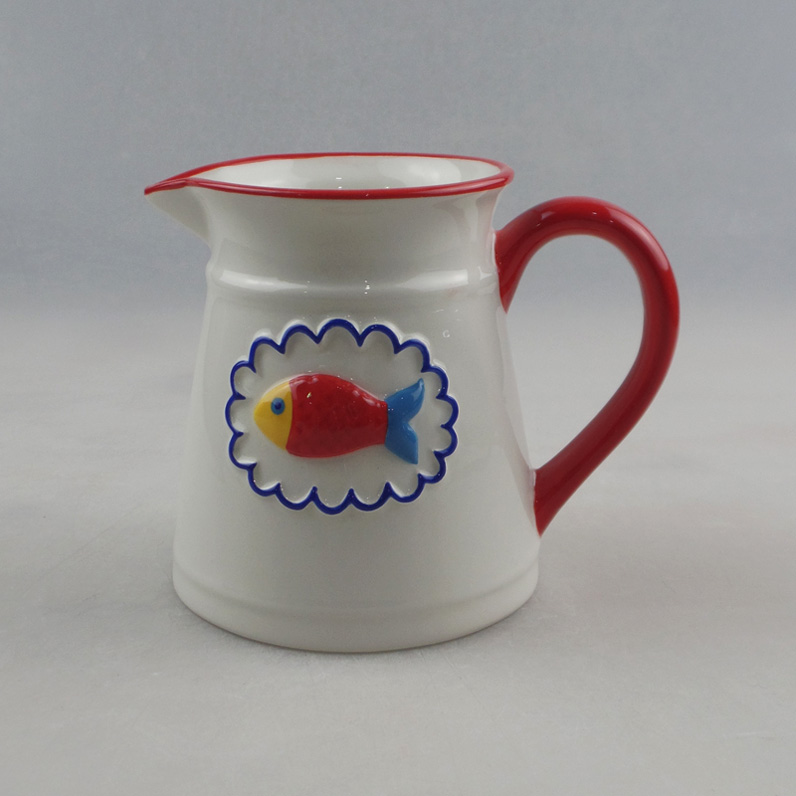 Wholesale Ocean Fish Design Ceramic Jug Pitcher Factory