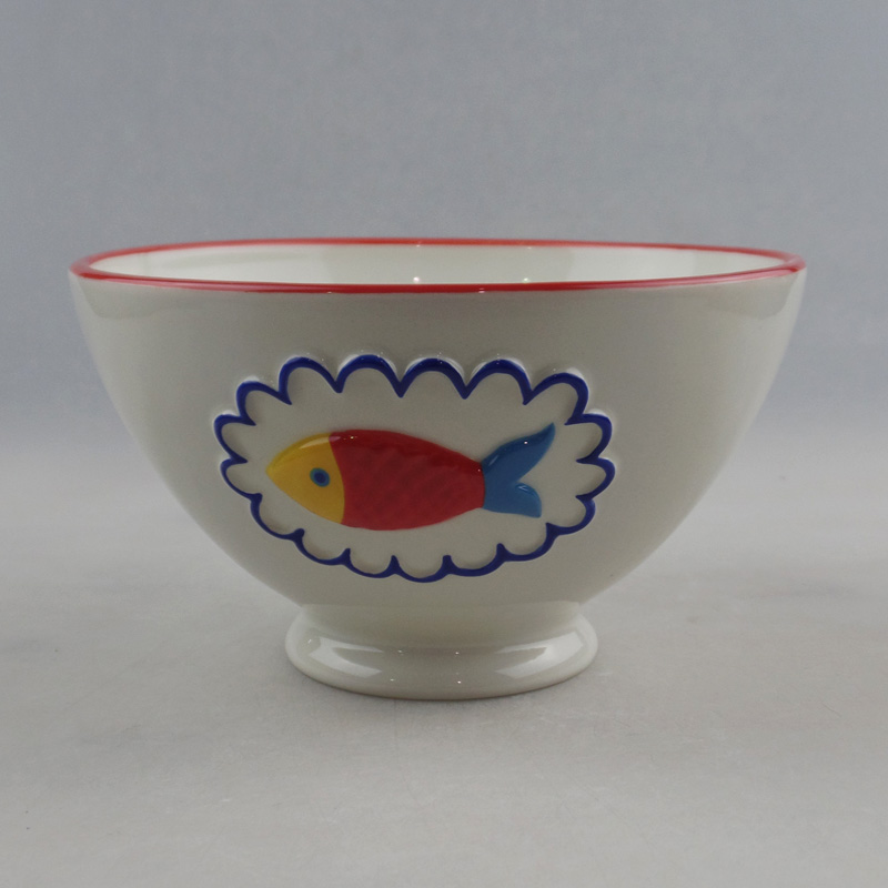 Wholesale Ocean Fish Design Ceramic Round Bowl Factory