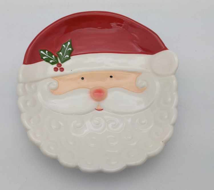 Christmas Ceramic Plate Wholesale Santa Clause Dessert Supply