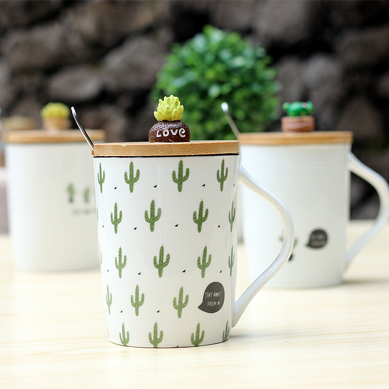 Wholesale Cactus Coffee Mug With Bamboo Lid Supplier