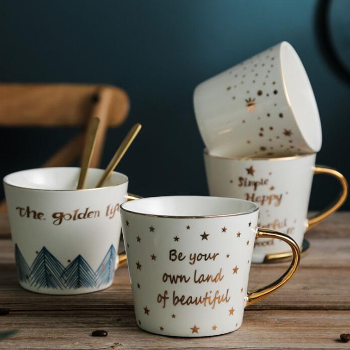 Wholesale Golden Decal Words Coffee Mug Supplier