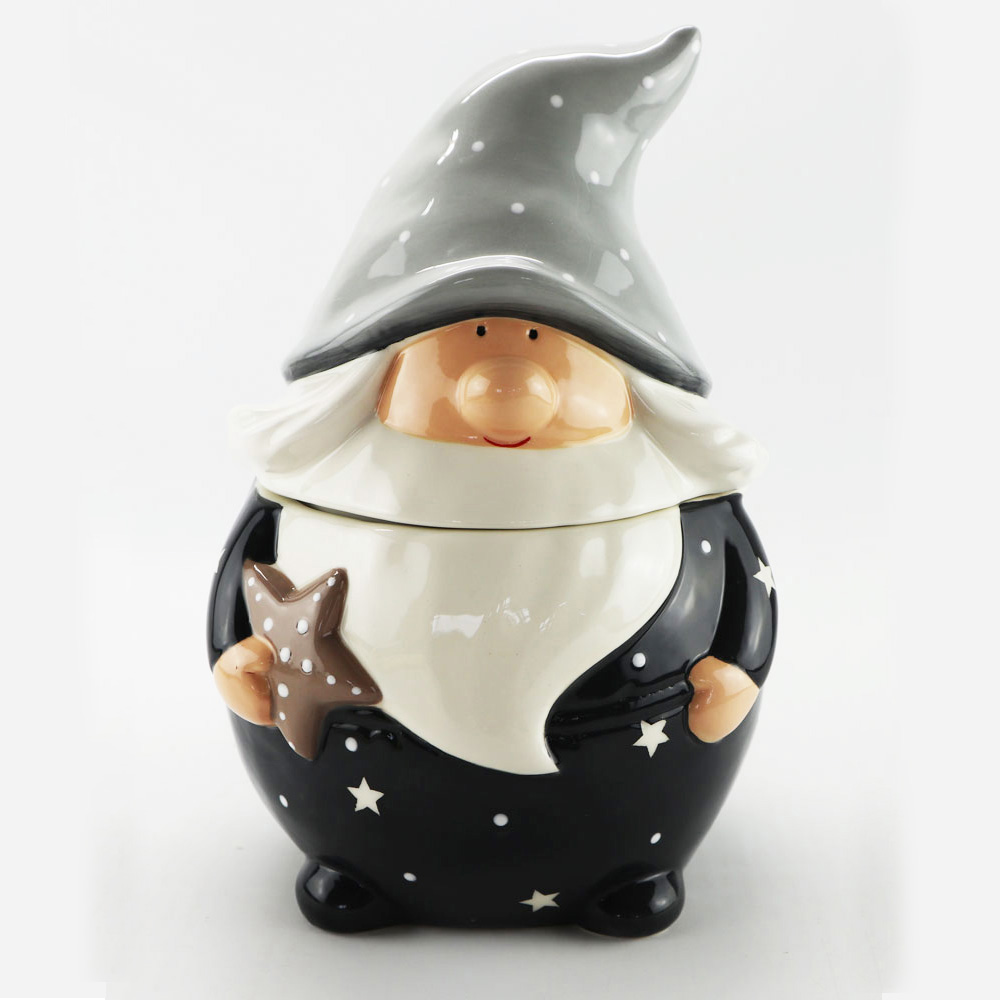 Wholesale Christmas Grey Gnome Cookie Jar Factory Canister Supply