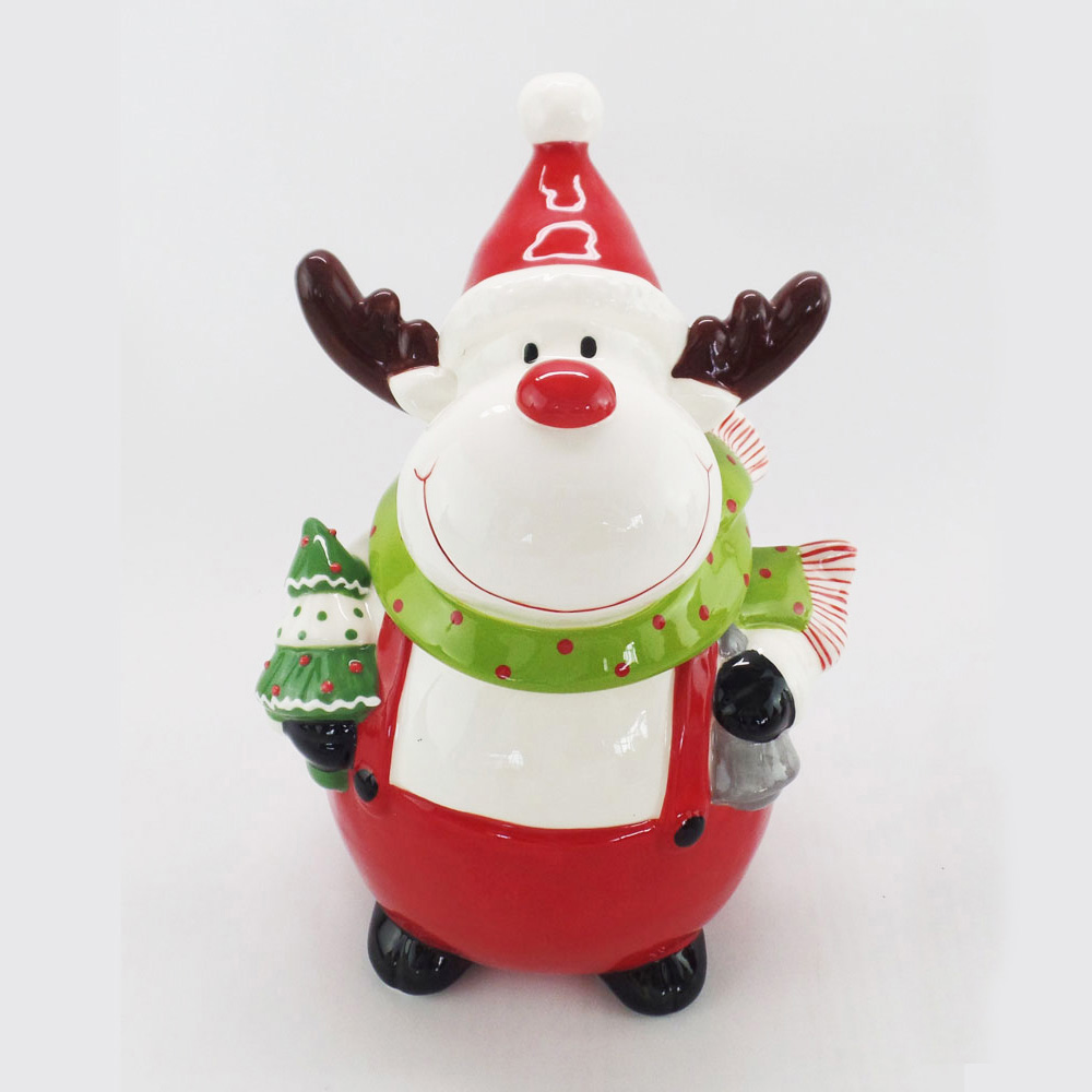 Christmas Reindeer Cookie Jar Wholesale Canister Ceramic Manufacturer