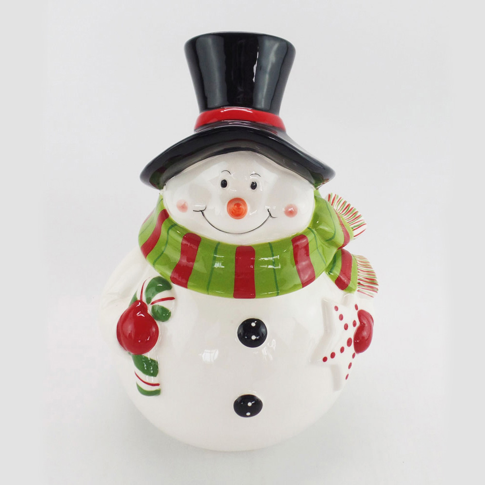 Christmas Snowman Big Cookie Jar Wholesale Ceramic Canister Manufacturer