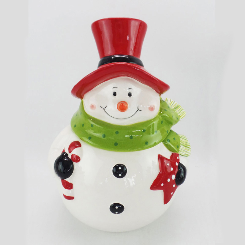 Wholesale Ceramic Snowman Red Hat Canister and Cookie Jar Factory