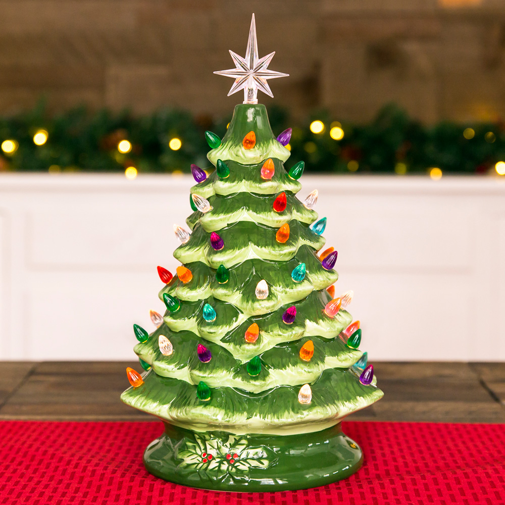 Wholesale Ceramic Christmas Tree With MultiColor Bulbs Tabletop Manufacturer