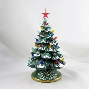Wholesale Ceramic Christmas Tree With MultiColor Bulbs Three Size