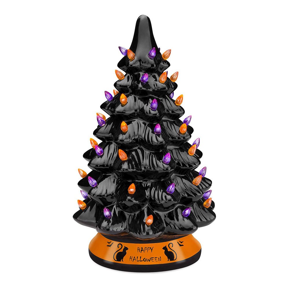Supply Black Ceramic Halloween Trees With MultiColor Bulbs  Wholesale