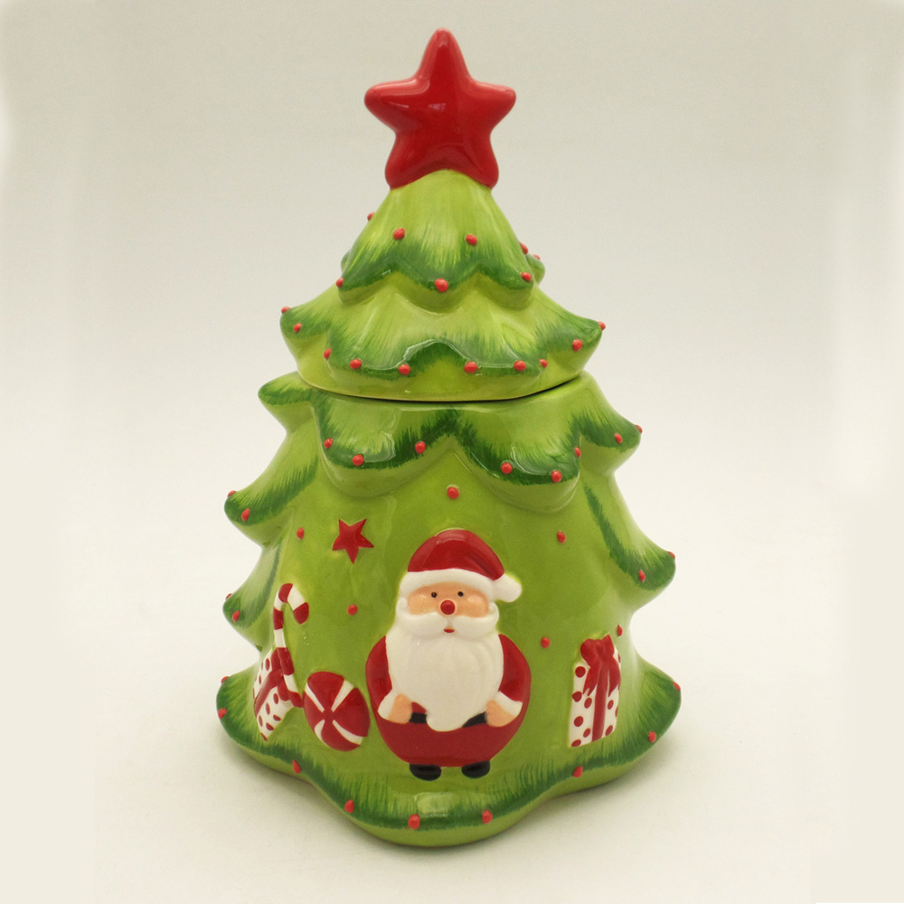 Christmas Ceramic Wholesale Big Christmas Tree Canister and Cookie Jar Supply