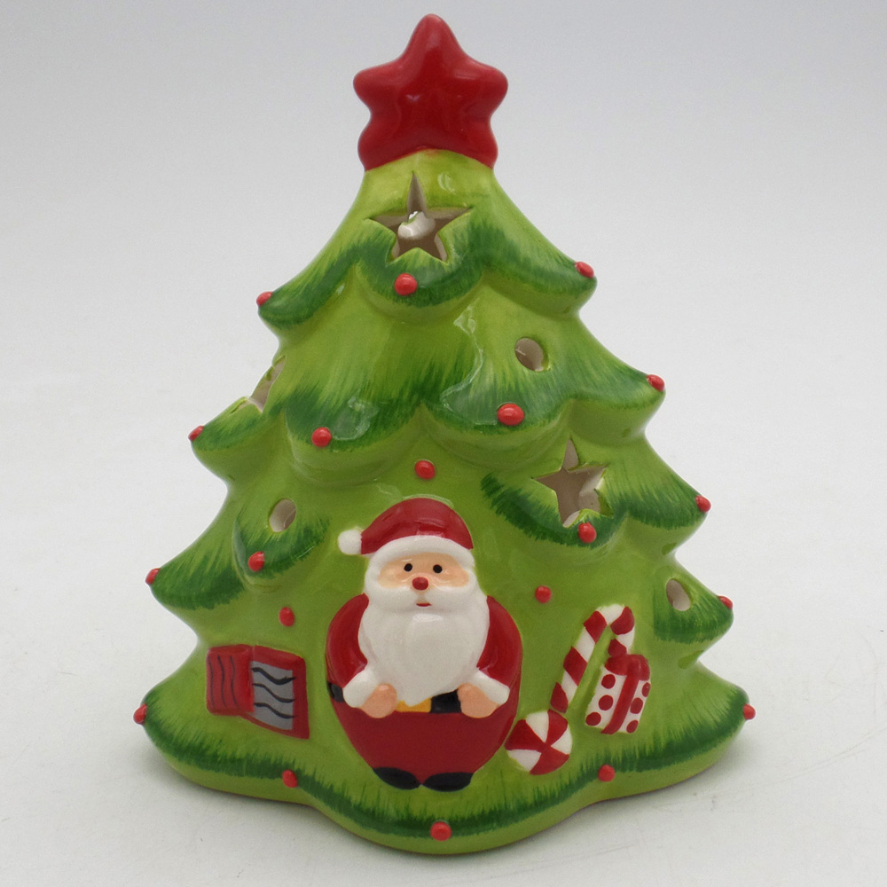 Supply Ceramic Candle Holder White Christmas Trees Wholesale