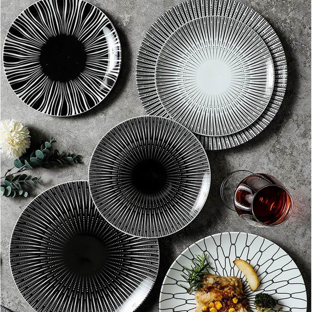 Wholesale Dinnerware Set Round Geometry Plate Custom Logo