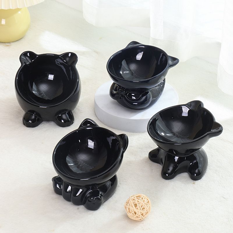 Wholesale Ceramic Pet Bowl Cat Dog Bowls Color Black