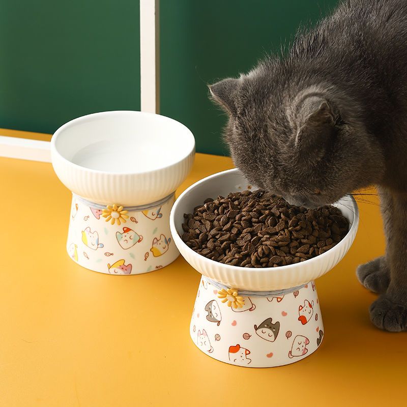 Wholesale Ceramic Pet Bowl Cat Dog Bowls Carton Pattern Decal