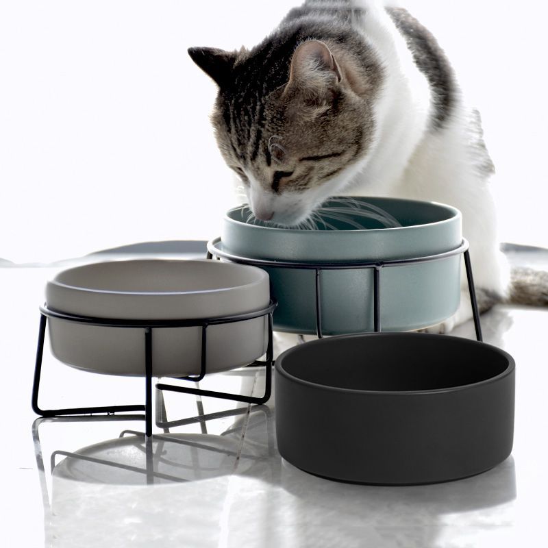 Wholesale Ceramic Pet Bowl Cat Dog Bowls With Metal Stand