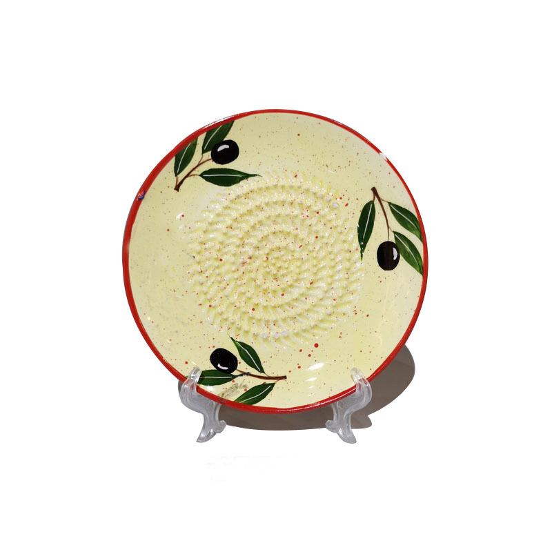 Wholesale Hand Painted Olive Design Ceramic Grater Plate