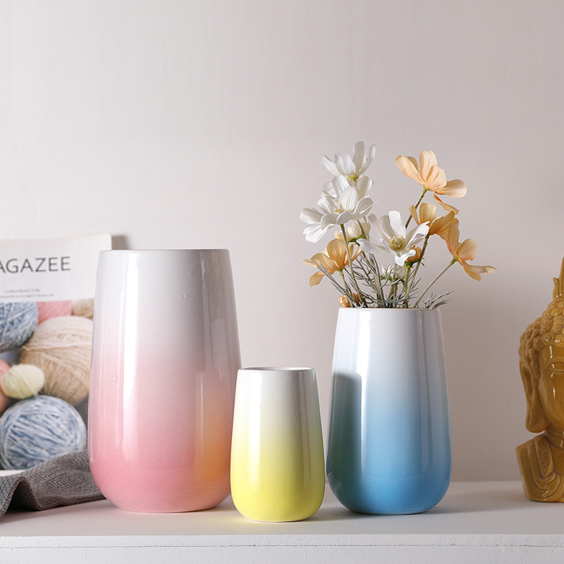 Wholesale Custom Ceramic Pot Gradient Color Flower Vase
